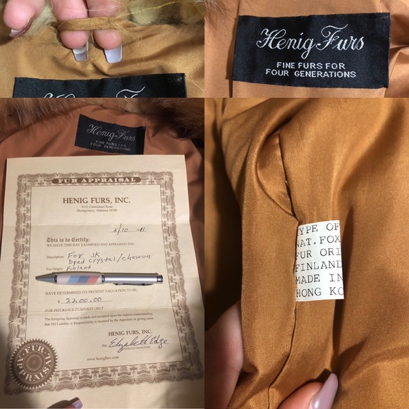 Fox Fur And leather jacket in chevron pattern - Picture 7 of 8